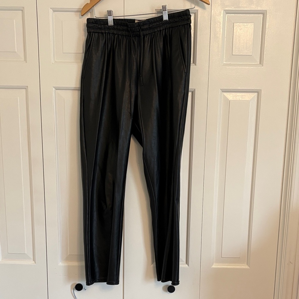 Aritzia Wilfred Free Black Faux Leather Jogger Pants